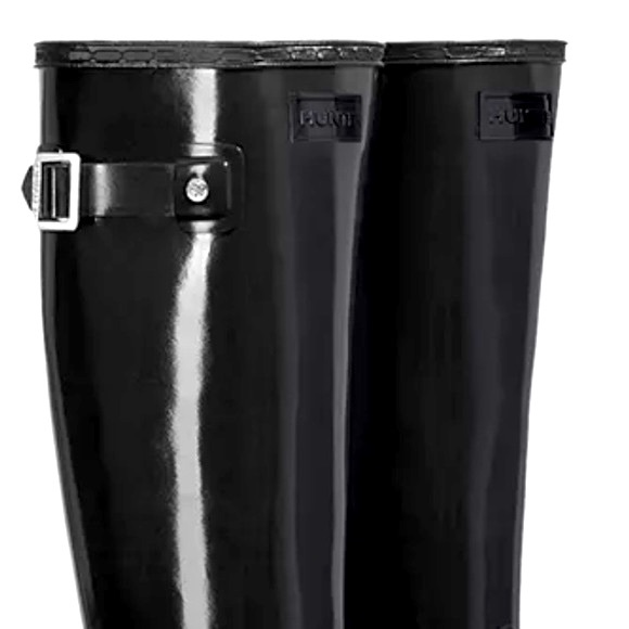 NEW Hunter Refined Original Tall Wellington Black Gloss Rain Waterproof Boot - Picture 7 of 14